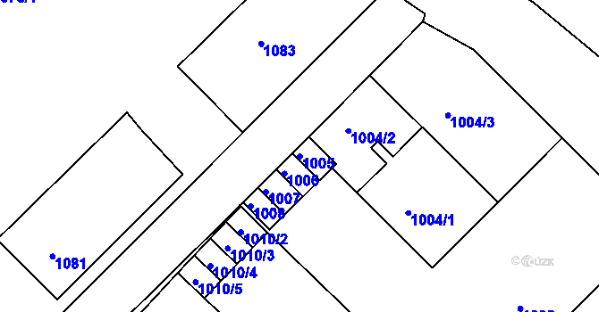 Parcela st. 1005 v KÚ Odry, Katastrální mapa