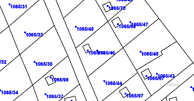 Parcela st. 1065/46 v KÚ Odry, Katastrální mapa