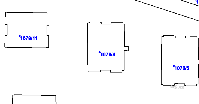 Parcela st. 1078/4 v KÚ Odry, Katastrální mapa