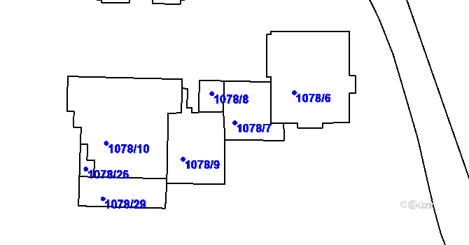 Parcela st. 1078/7 v KÚ Odry, Katastrální mapa