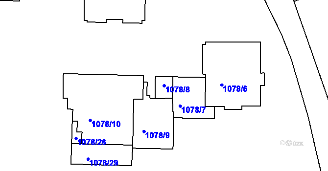 Parcela st. 1078/8 v KÚ Odry, Katastrální mapa