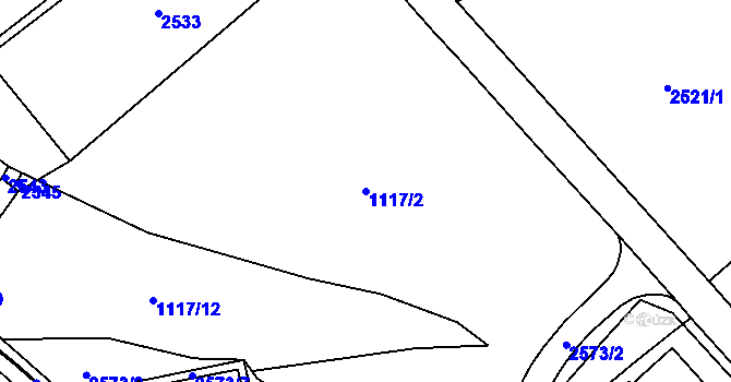 Parcela st. 1117/2 v KÚ Odry, Katastrální mapa