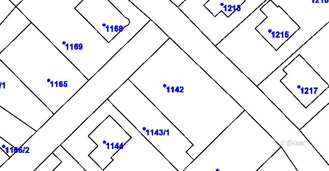 Parcela st. 1142 v KÚ Odry, Katastrální mapa