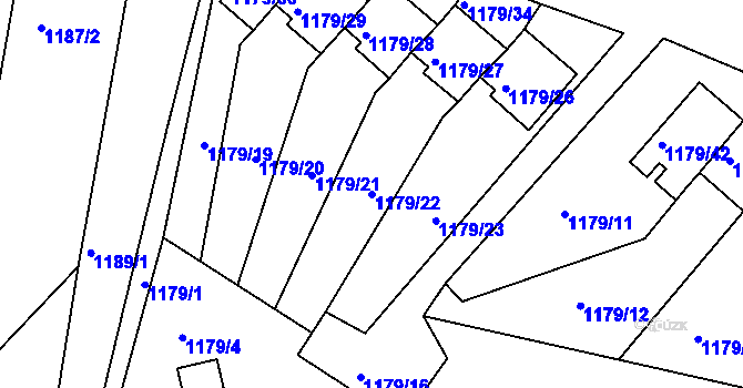 Parcela st. 1179/22 v KÚ Odry, Katastrální mapa
