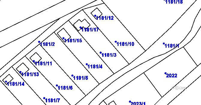 Parcela st. 1181/3 v KÚ Odry, Katastrální mapa