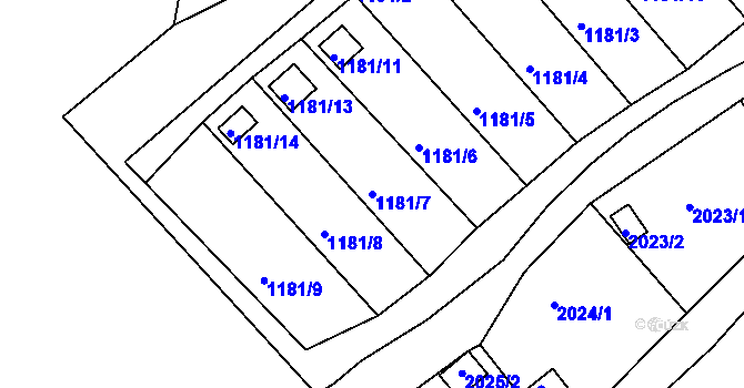 Parcela st. 1181/7 v KÚ Odry, Katastrální mapa