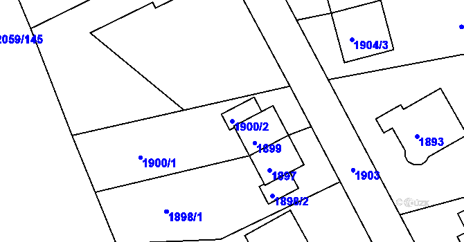 Parcela st. 1900/2 v KÚ Odry, Katastrální mapa