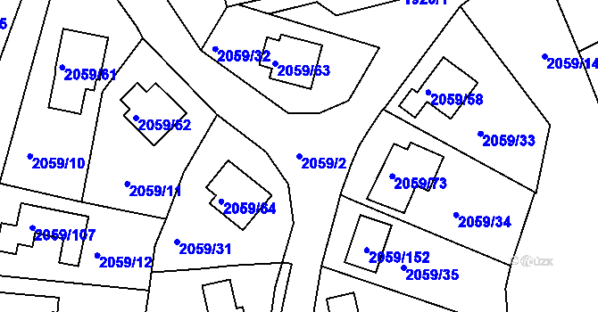 Parcela st. 2059/2 v KÚ Odry, Katastrální mapa