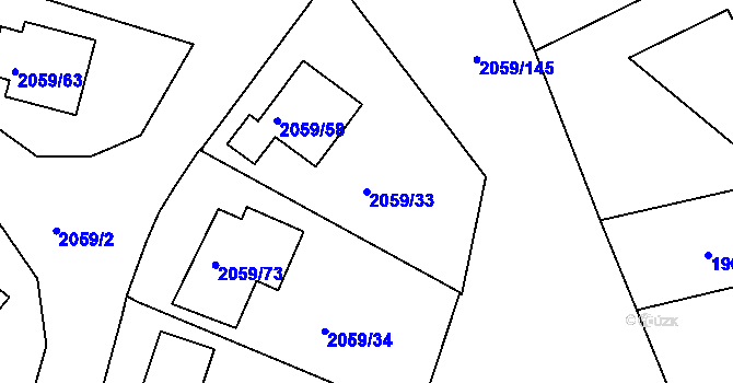 Parcela st. 2059/33 v KÚ Odry, Katastrální mapa