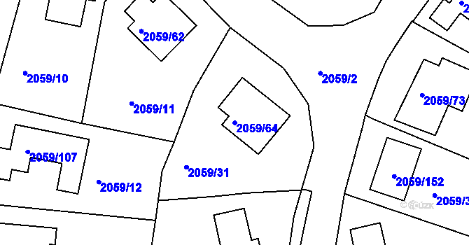 Parcela st. 2059/64 v KÚ Odry, Katastrální mapa