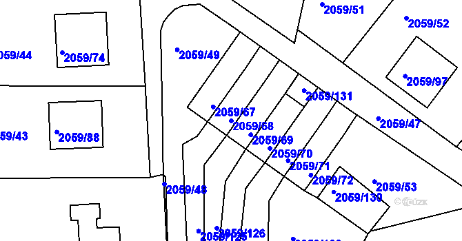 Parcela st. 2059/68 v KÚ Odry, Katastrální mapa