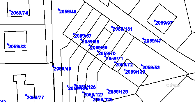 Parcela st. 2059/70 v KÚ Odry, Katastrální mapa