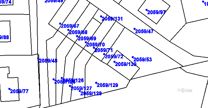 Parcela st. 2059/72 v KÚ Odry, Katastrální mapa