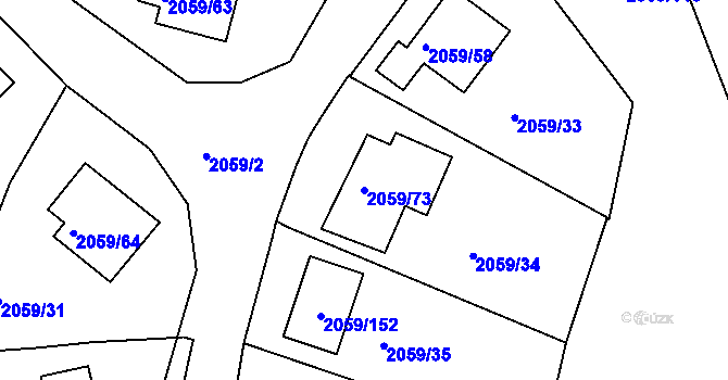 Parcela st. 2059/73 v KÚ Odry, Katastrální mapa