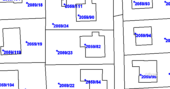 Parcela st. 2059/82 v KÚ Odry, Katastrální mapa