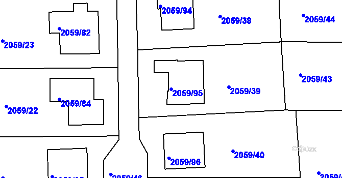 Parcela st. 2059/95 v KÚ Odry, Katastrální mapa