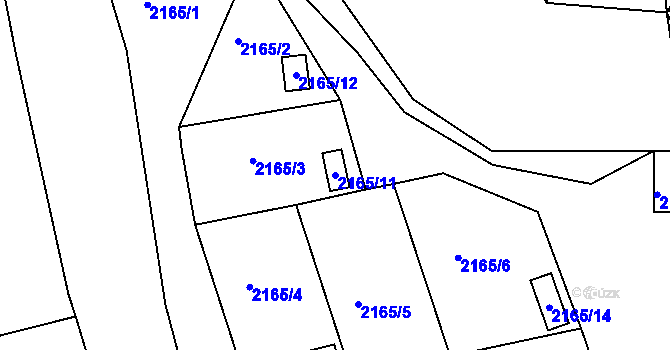 Parcela st. 2165/11 v KÚ Odry, Katastrální mapa