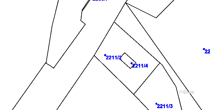 Parcela st. 2211/2 v KÚ Odry, Katastrální mapa