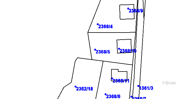 Parcela st. 2368/5 v KÚ Odry, Katastrální mapa