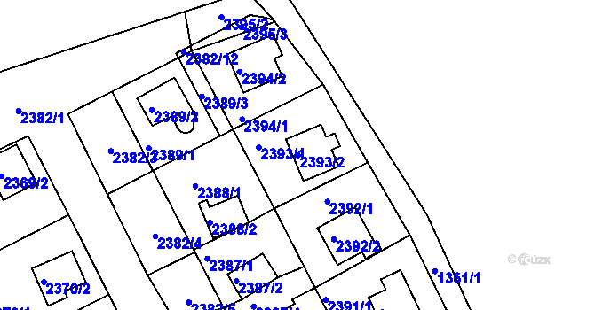 Parcela st. 2393/2 v KÚ Odry, Katastrální mapa