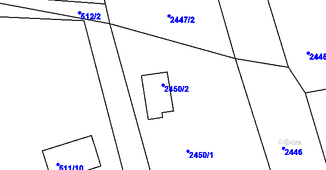 Parcela st. 2450/2 v KÚ Odry, Katastrální mapa
