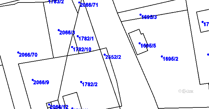 Parcela st. 2552/2 v KÚ Odry, Katastrální mapa