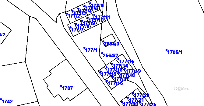 Parcela st. 2564/2 v KÚ Odry, Katastrální mapa