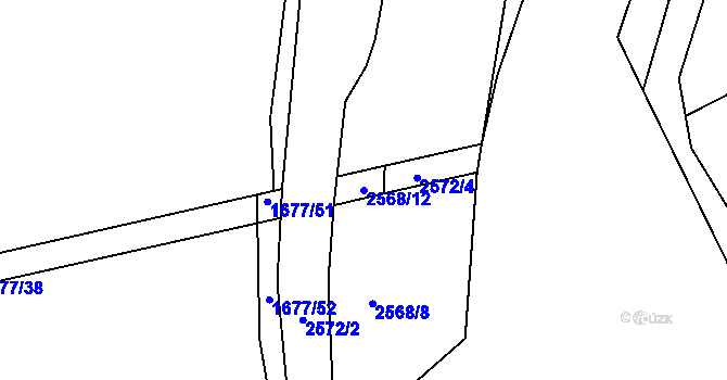 Parcela st. 2568/12 v KÚ Odry, Katastrální mapa