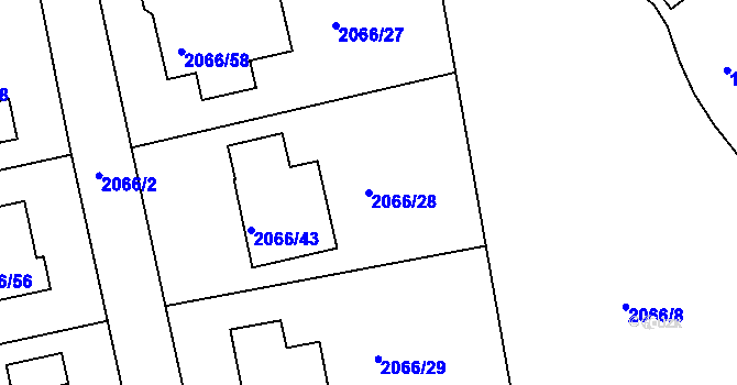 Parcela st. 2066/28 v KÚ Odry, Katastrální mapa
