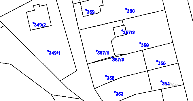 Parcela st. 357/1 v KÚ Odry, Katastrální mapa