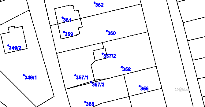 Parcela st. 357/2 v KÚ Odry, Katastrální mapa
