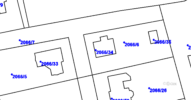 Parcela st. 2066/34 v KÚ Odry, Katastrální mapa