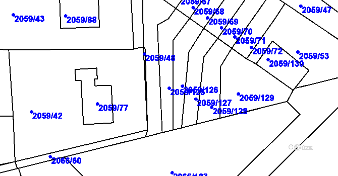 Parcela st. 2059/125 v KÚ Odry, Katastrální mapa