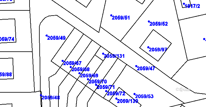 Parcela st. 2059/131 v KÚ Odry, Katastrální mapa