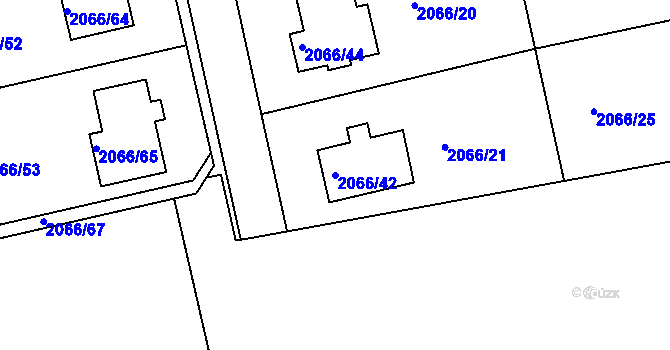 Parcela st. 2066/42 v KÚ Odry, Katastrální mapa