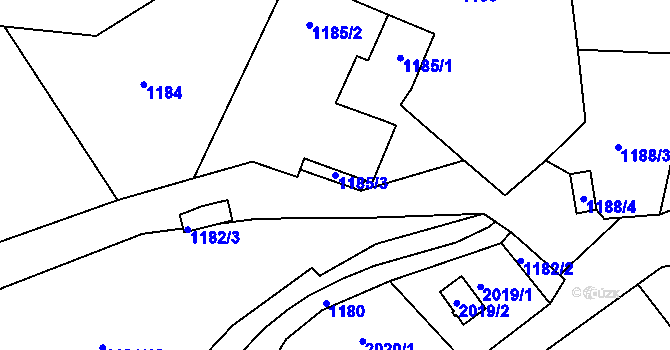 Parcela st. 1185/3 v KÚ Odry, Katastrální mapa