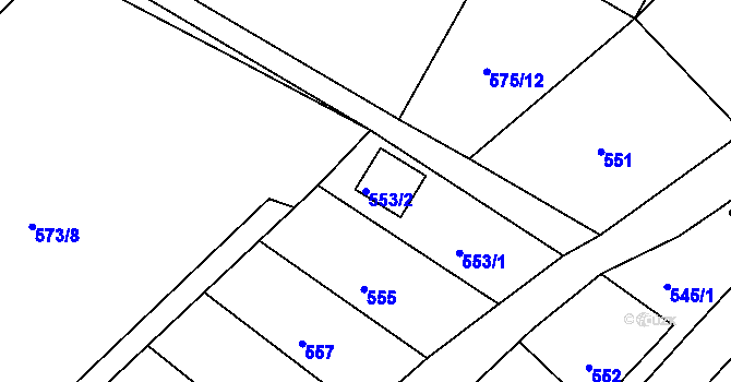 Parcela st. 553/2 v KÚ Odry, Katastrální mapa