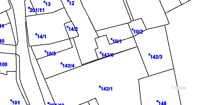 Parcela st. 142/5 v KÚ Odry, Katastrální mapa