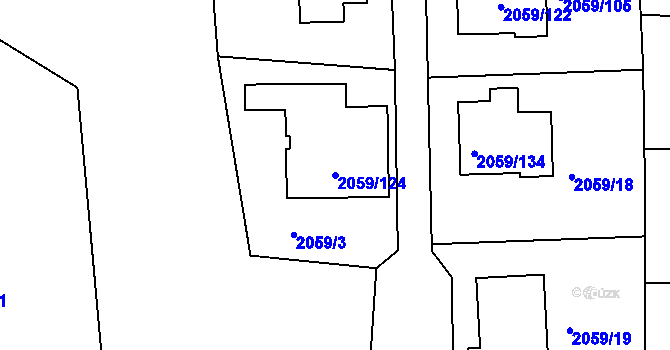 Parcela st. 2059/124 v KÚ Odry, Katastrální mapa