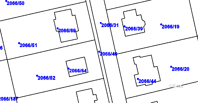 Parcela st. 2066/46 v KÚ Odry, Katastrální mapa