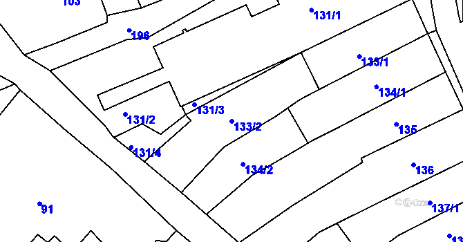 Parcela st. 133/2 v KÚ Odry, Katastrální mapa