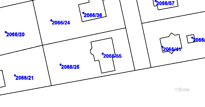 Parcela st. 2066/55 v KÚ Odry, Katastrální mapa