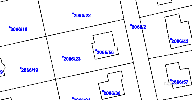 Parcela st. 2066/56 v KÚ Odry, Katastrální mapa