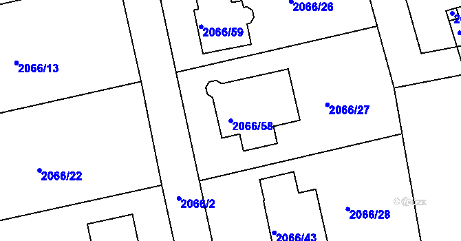Parcela st. 2066/58 v KÚ Odry, Katastrální mapa