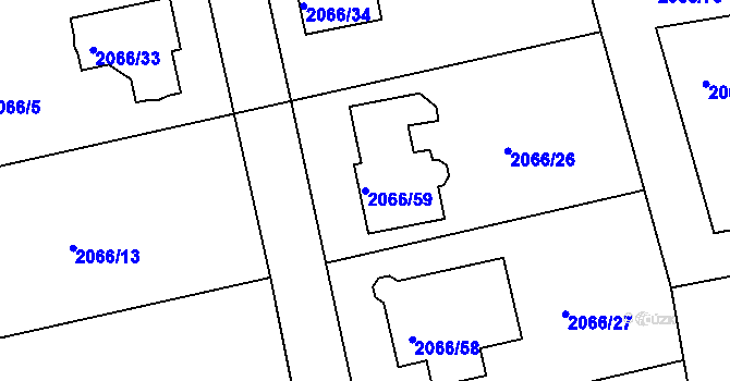 Parcela st. 2066/59 v KÚ Odry, Katastrální mapa