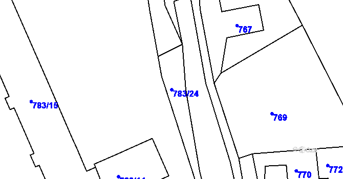 Parcela st. 783/24 v KÚ Odry, Katastrální mapa