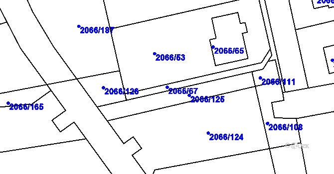 Parcela st. 2066/67 v KÚ Odry, Katastrální mapa