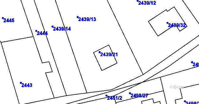 Parcela st. 2439/21 v KÚ Odry, Katastrální mapa