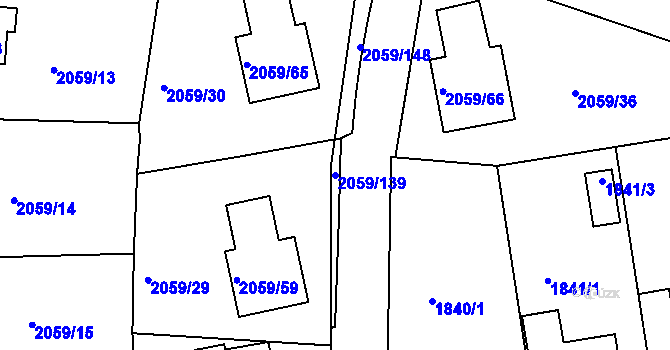 Parcela st. 2059/139 v KÚ Odry, Katastrální mapa