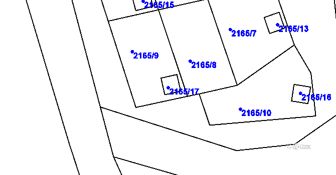Parcela st. 2165/17 v KÚ Odry, Katastrální mapa